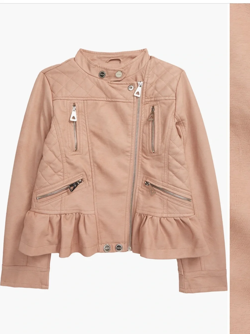 Urban Republic Blush Pink Quilted Peplum Moto Jacket